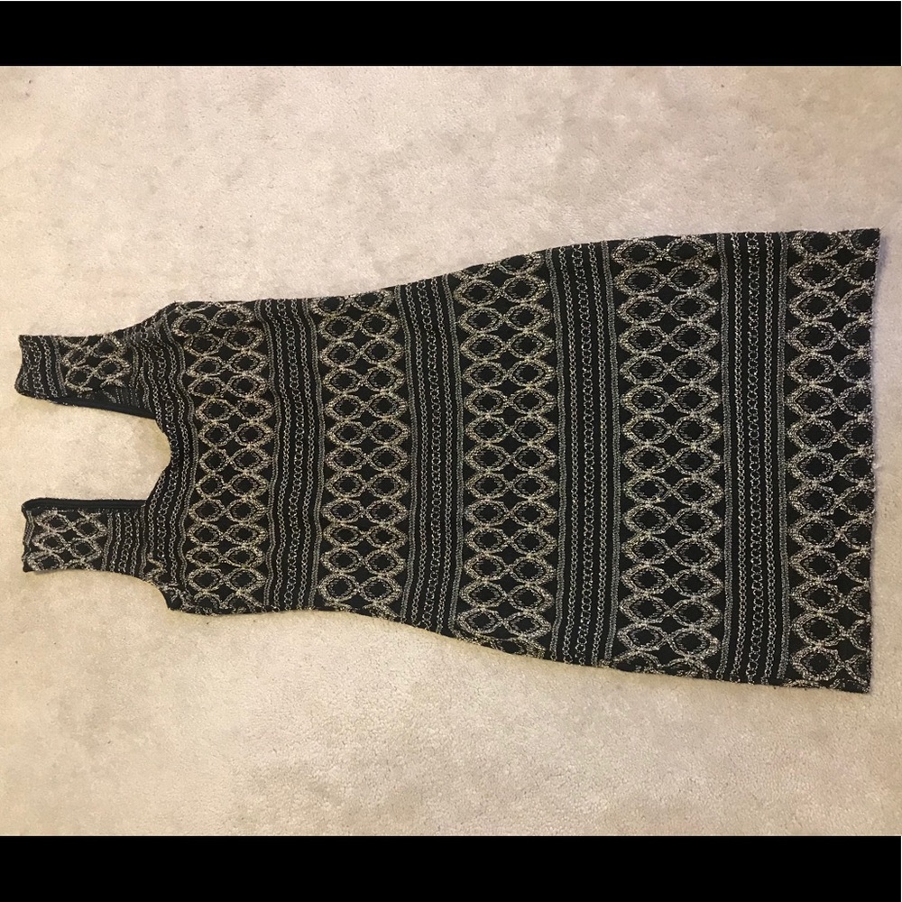 Body Central Black and Gold Fitted Dress